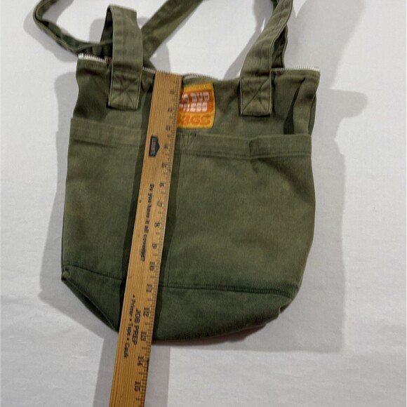 Big Bud Press Mini BAG Green Faded Cotton Canvas Zip Pocket Small Tote USA - Picture 5 of 7